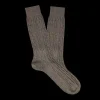 Bresciani Socks | Brown Cable Knitted Cashmere Socks