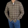 Stenströms Shirts | Brown Checked Cotton Flannel Fitted Body Shirt