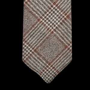 Dreaming Of Monday Ties | Brown Checked 7-Fold Loro Piana Wool Tie