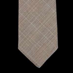 Dreaming Of Monday Ties | Brown Checked 7-Fold Super 100S Wool Tie