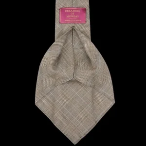 Dreaming Of Monday Ties | Brown Checked 7-Fold Super 100S Wool Tie