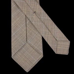 Dreaming Of Monday Ties | Brown Checked 7-Fold Super 100S Wool Tie