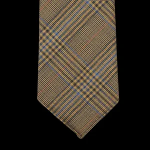 Dreaming Of Monday Ties | Brown Checked 7-Fold Vintage French Wool Tie