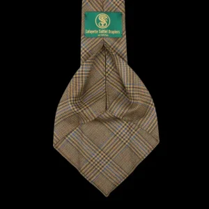 Dreaming Of Monday Ties | Brown Checked 7-Fold Vintage French Wool Tie