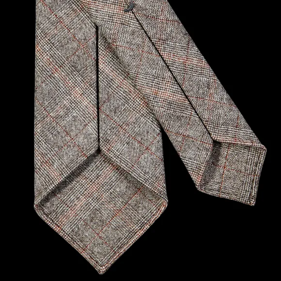 Dreaming Of Monday Ties | Brown Checked 7-Fold Vintage Wool Tie