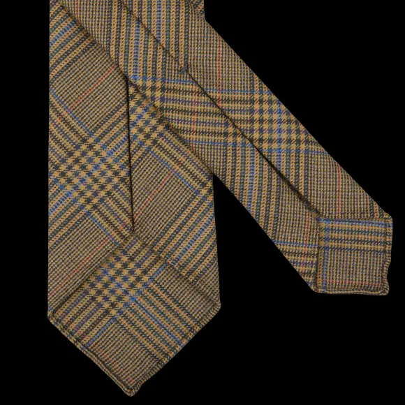 Dreaming Of Monday Ties | Brown Checked 7-Fold Vintage French Wool Tie