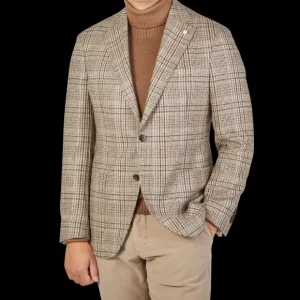 Luigi Bianchi Blazers | Brown Checked Wool Cashmere Blazer