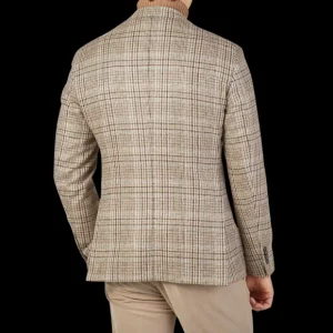 Luigi Bianchi Blazers | Brown Checked Wool Cashmere Blazer