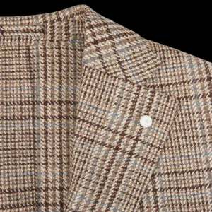 Luigi Bianchi Blazers | Brown Checked Wool Cashmere Blazer