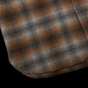 Universal Works Shirts | Brown Checked Wool Flannel Workshirt