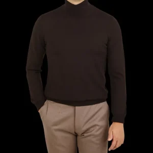 Gran Sasso Knitwear | Brown Extra Fine Merino Roll Neck