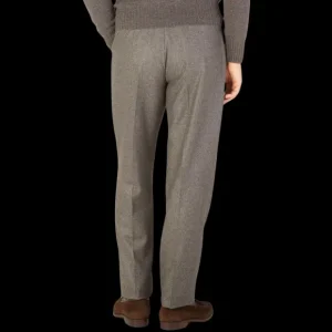 De Petrillo Trousers | Brown Grey Wool Flannel Modello E Trousers