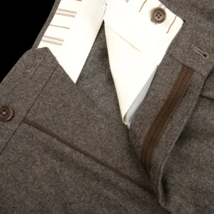 De Petrillo Trousers | Brown Grey Wool Flannel Modello E Trousers