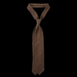 Drake's Ties | Brown Handrolled Silk Tussah Tie