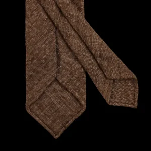 Drake's Ties | Brown Handrolled Silk Tussah Tie