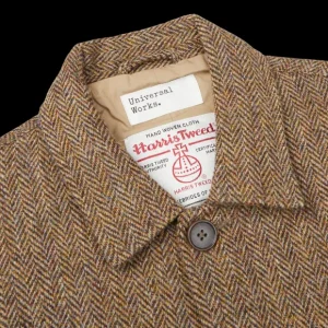 Universal Works Coats & Jackets | Brown Herringbone Harris Tweed Bakers Jacket