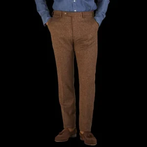 Berwich Trousers | Brown Herringbone Wool Tweed Trousers