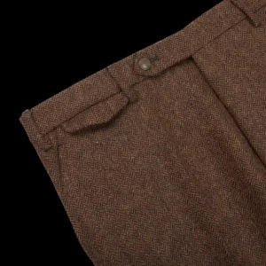 Berwich Trousers | Brown Herringbone Wool Tweed Trousers