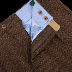 Berwich Trousers | Brown Herringbone Wool Tweed Trousers