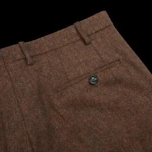 Berwich Trousers | Brown Herringbone Wool Tweed Trousers
