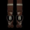 Albert Thurston Braces | Brown Linen Brown Leather 35Mm Braces