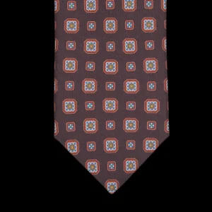 Silvio Fiorello Ties | Brown Medallion Print 36Oz Silk Twill Tie