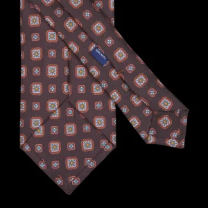 Silvio Fiorello Ties | Brown Medallion Print 36Oz Silk Twill Tie