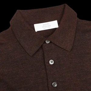 Mauro Ottaviani Polo Shirts | Brown Melange 16 Gauge Merino Wool Polo Shirt