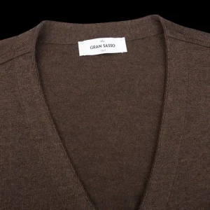 Gran Sasso Knitwear | Brown Melange Knitted Merino Wool Waistcoat