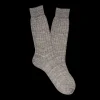 Bresciani Socks | Brown Melange Ribbed Linen Socks