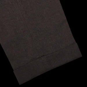 Berwich Trousers | Brown Melange Wool Flannel Flat Front Trousers