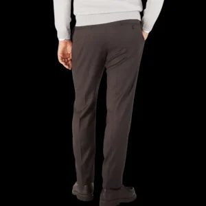 Berwich Trousers | Brown Melange Wool Flannel Flat Front Trousers