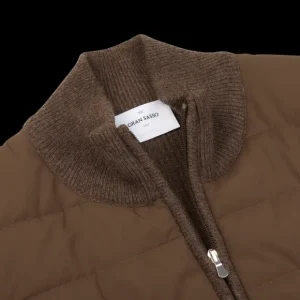 Gran Sasso Outerwear | Brown Melange Wool Nylon Padded Jacket