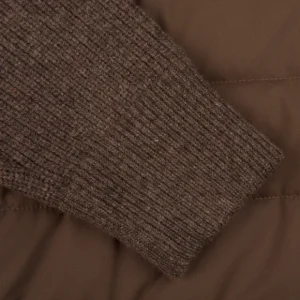 Gran Sasso Outerwear | Brown Melange Wool Nylon Padded Jacket