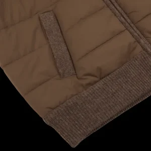 Gran Sasso Outerwear | Brown Melange Wool Nylon Padded Jacket