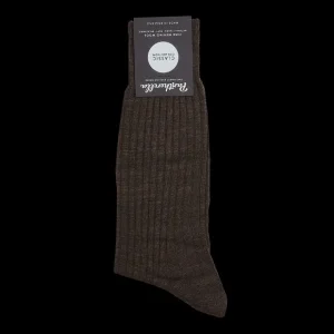 Pantherella Socks | Brown Merino Wool Ribbed Ankle Socks