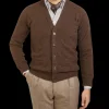 William Lockie Knitwear | Brown Mocha Lambswool Button Cardigan