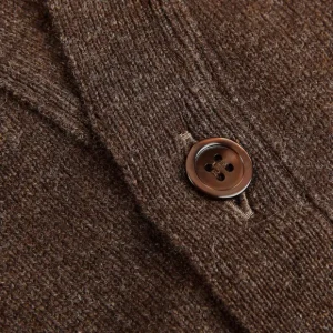 William Lockie Knitwear | Brown Mocha Lambswool Button Cardigan