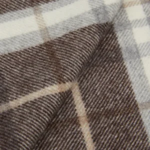Amanda Christensen Scarves | Brown Off-White Checked Merino Wool Scarf