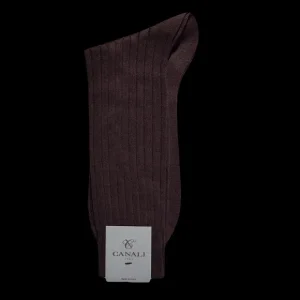 Canali Socks | Brown Ribbed Cotton Socks