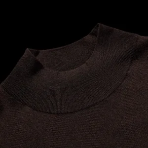 Fedeli Knitwear | Brown 140S Wool Mockneck Sweater