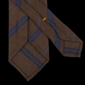 Gierre Milano Ties | Brown Striped Wool Silk Unlined Tie