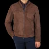 Maurizio Baldassari Coats & Jackets | Brown Suede Leather Zip Blouson