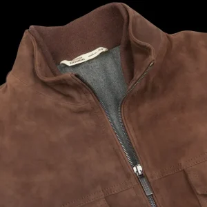 Maurizio Baldassari Coats & Jackets | Brown Suede Leather Zip Blouson