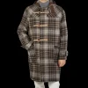 De Bonne Facture Outerwear | Brown Undyed Shepherds Check Wool Duffle Coat