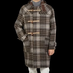 De Bonne Facture Coats & Jackets | Brown Undyed Shepherds Check Wool Duffle Coat