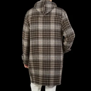 De Bonne Facture Outerwear | Brown Undyed Shepherds Check Wool Duffle Coat