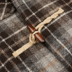 De Bonne Facture Outerwear | Brown Undyed Shepherds Check Wool Duffle Coat