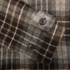 De Bonne Facture Outerwear | Brown Undyed Shepherds Check Wool Duffle Coat