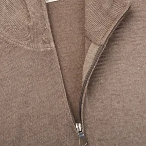 Gran Sasso Knitwear | Brown Vintage Merino Wool 1/4 Sweater